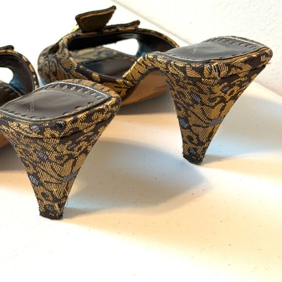 Vtg YSL Yves Saint Laurent Casablanca slide sandals chocolate canvas size 36 - Picture 4 of 12